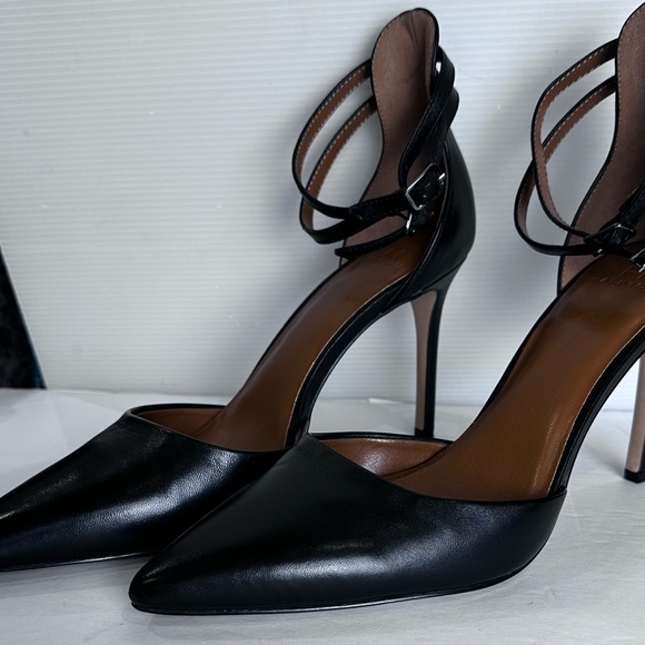 Halston LONDON Womens Sz 9M BLACK SHEEP NAPPALeather STILETO High Heel Ankle Str - Picture 4 of 14